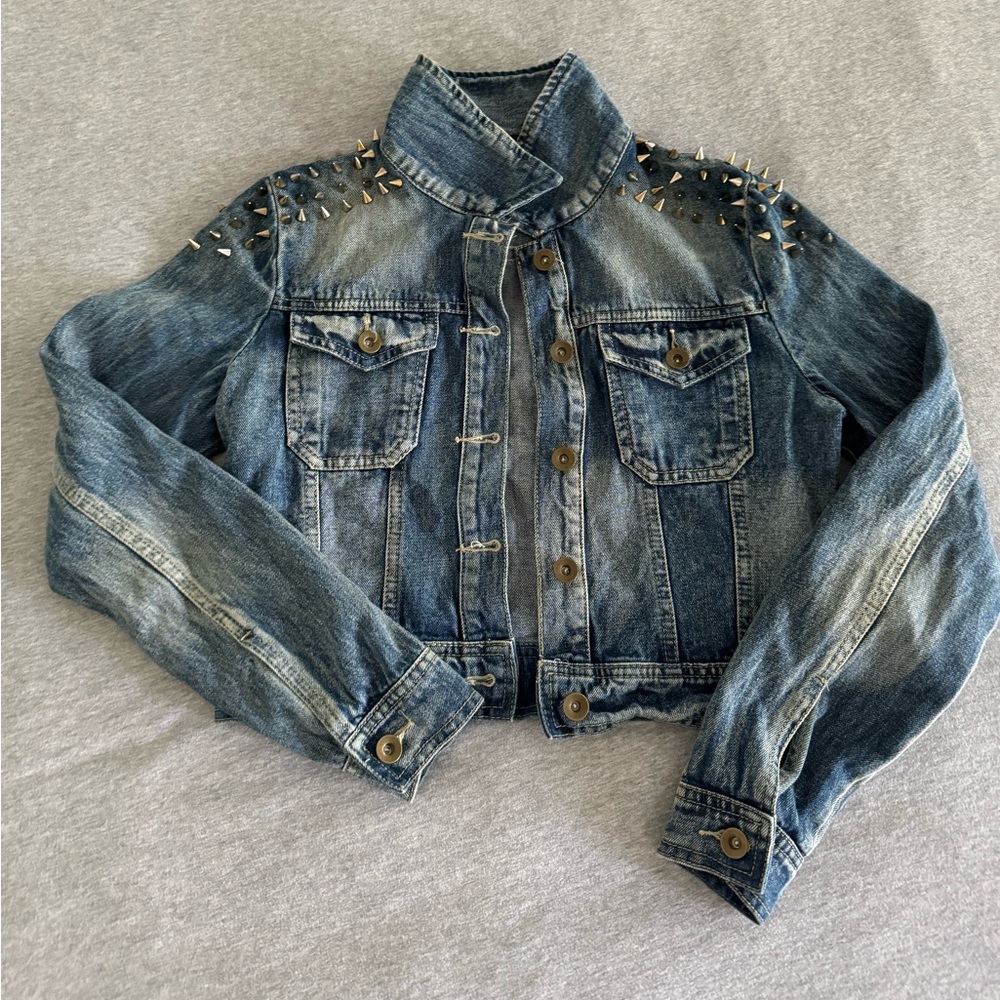 Spiked Crop Denim/Jean Jacket